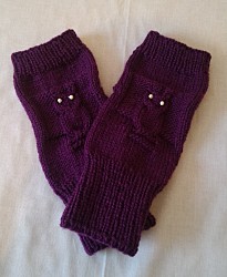 Handstulpen - Lila mit Eule und Perlen - Mädchen / Damen