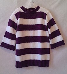Pullover - Lila / Weiß gestreift mit Rundkragen - Größe 98 / 104 - Jungen