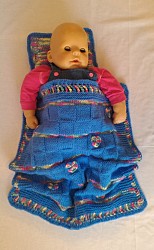 Decke / Kissen - Blau / Bunt mit Karomuster und Herzen