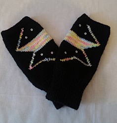 Handstulpen - Schwarz / Bunt mit Pailletten - Mädchen / Damen