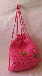 Turnbeutel - Pink mit Knöpfe und Blumen