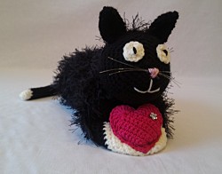 Türstopper - Katze - Schwarz / Weiß mit Herz und Perle