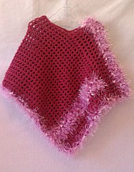 Poncho - Pink / Lila mit Fransen - Größe 98 / 104 - Mädchen