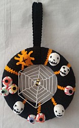 Türkranz - Helloween - Schwarz / Bunt mit Spinne, Netz, Augen und Totenköpfe