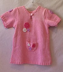 Kleid - Pink / Lila / Weiß mit Tasche und Blumen - Größe 98 / 104 - Mädchen