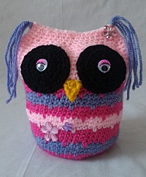 Kuscheltier - Eule - Lila / Pink / Rosa / Schwarz mit Pailletten