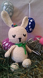 Türstopper - Hase - Weiß mit grüner Schleife