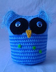 Kuscheltier - Eule - Blau / Schwarz mit Pailletten