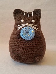 Kuscheltier - Katze - Braun / Weiß / Blau mit Donut