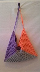Handtasche - Lila / Grau / Orange mit Knopf