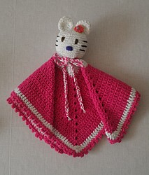 Schmusetuch - Katze - Pink / Weiß