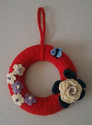 Türkranz - Rose - Rot / Bunt mit Schmetterling und Blumen