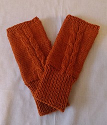 Handstulpen - Orange mit Zöpfe - Mädchen / Damen