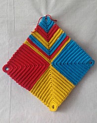 Topflappen - Kariert / Gestreift - Blau / Gelb / Rot