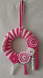 Türkranz - Lolly Pop - Pink / Weiß mit Kreisen, Schillerlocken und Pailletten