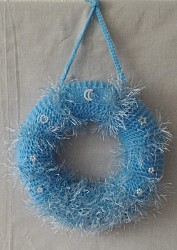 Türkranz - Stille Nacht - Blau / Weiß mit Fransen und Perlen